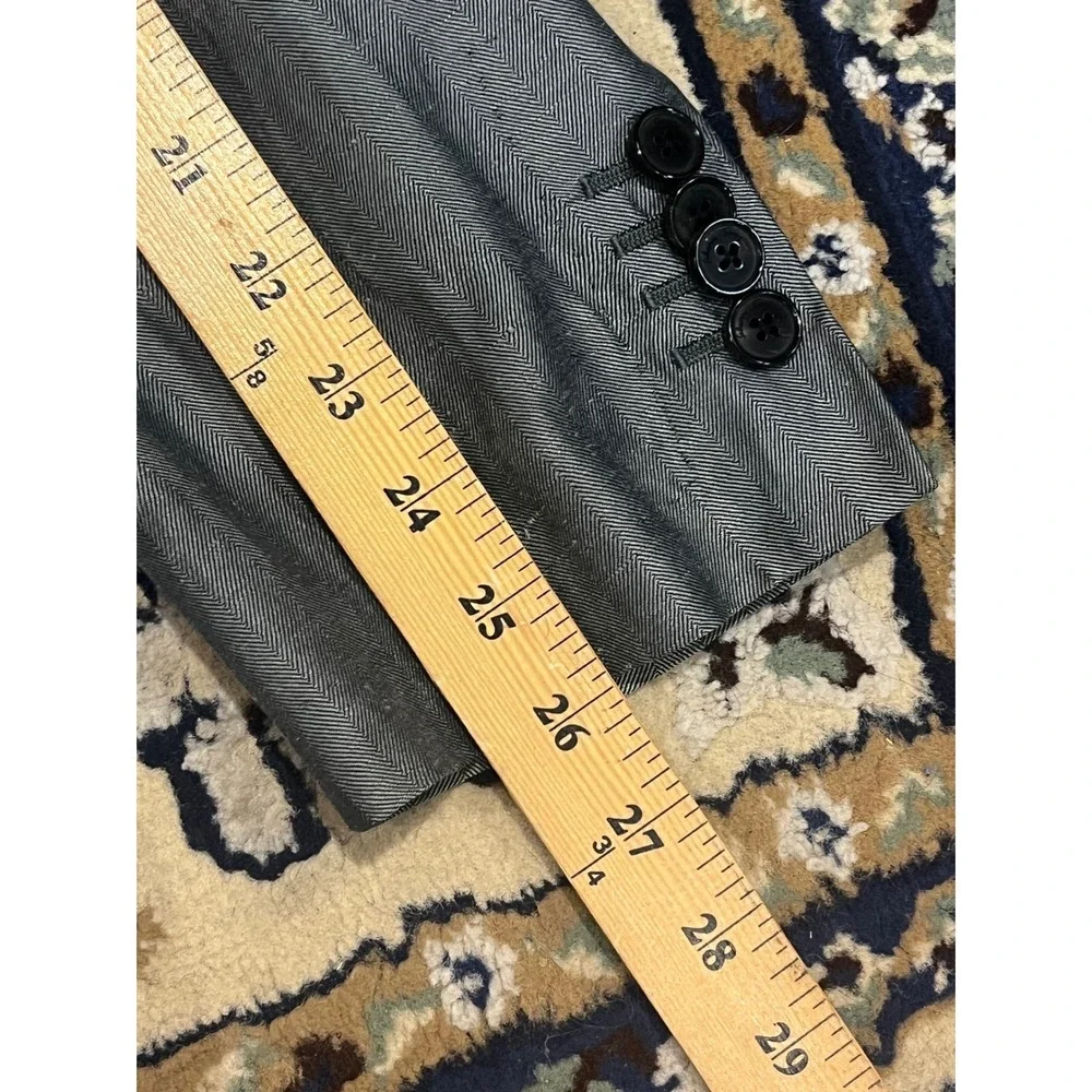 Salvatore Ferragamo Herringbone Linen Silk Blazer Sport Coat Italy 40 (50R) Gray